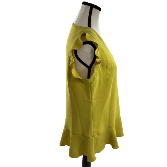 Banana Republic Womens Size S Top Yellow Ruffle Sleeve V Neck Peplum Blouse - Picture 3 of 6